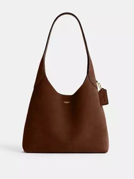 Coach Handbags - COACH BROOKLYN SHOULDER BAG 28 WARM BROWN SUEDE LEATHER HOBO MINIMALIST